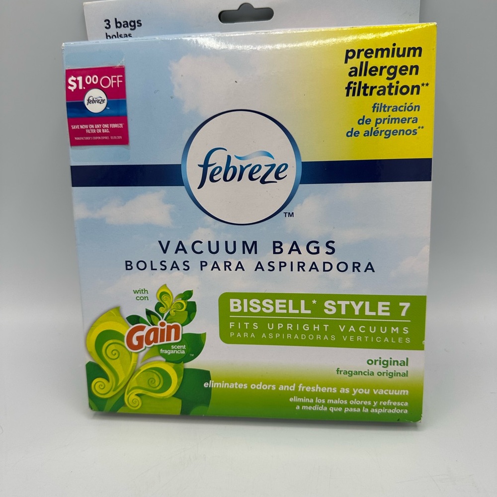 Febreze Bissell Style 7 Vacuum Bags with Gain Scent – 3 Bags  NEW